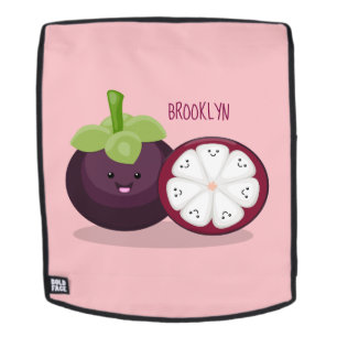 Cute purple mangosteen cartoon illustration backpack