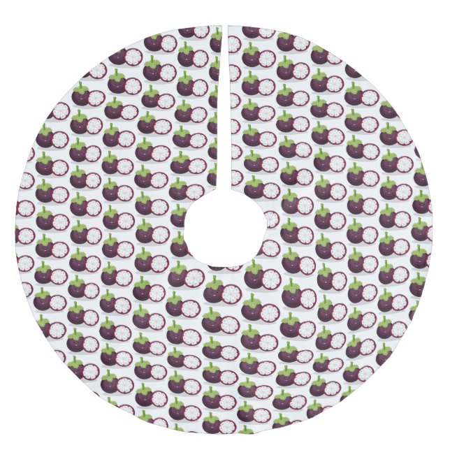 Cute purple mangosteen cartoon illustration brushed polyester tree skirt (Front)
