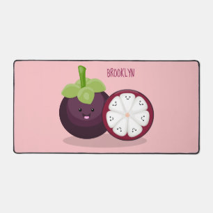 Cute purple mangosteen cartoon illustration desk mat