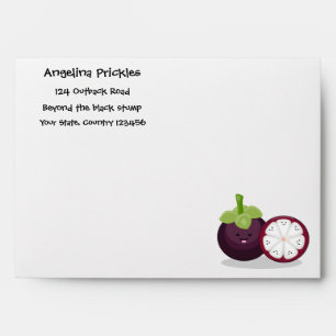 Cute purple mangosteen cartoon illustration envelope