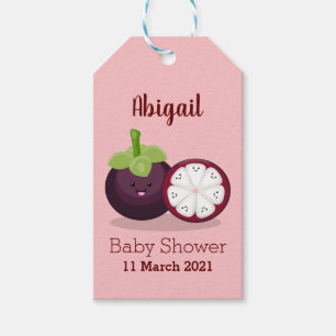Cute purple mangosteen cartoon illustration gift tags