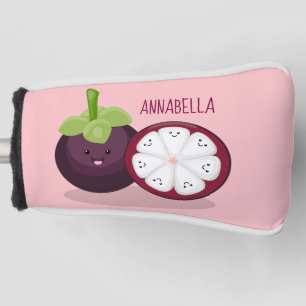 Cute purple mangosteen cartoon illustration golf head cover