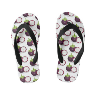 Cute purple mangosteen cartoon illustration kid's jandals