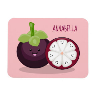Cute purple mangosteen cartoon illustration magnet