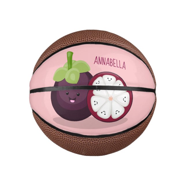 Cute purple mangosteen cartoon illustration mini basketball (Front)