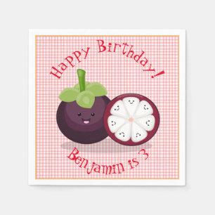 Cute purple mangosteen cartoon illustration napkin