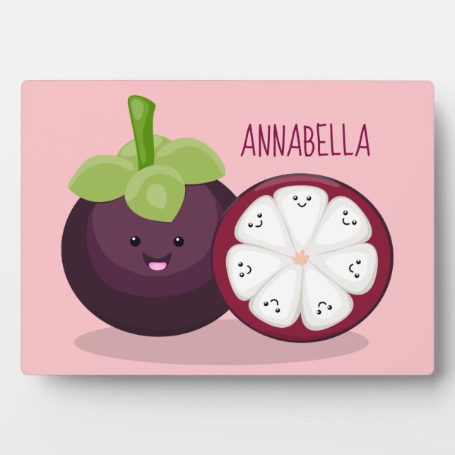Cute purple mangosteen cartoon illustration plaque (Front)