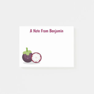 Cute purple mangosteen cartoon illustration post-it notes