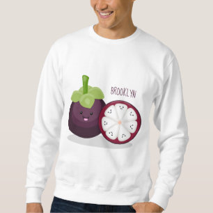 Cute purple mangosteen cartoon illustration sweatshirt