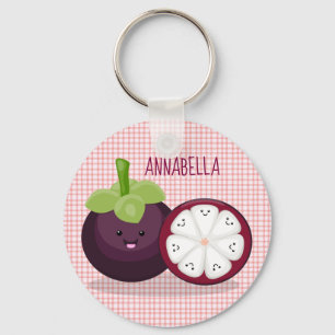 Cute purple mangosteen kawaii cartoon key ring