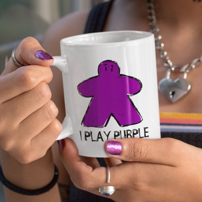 Cute Purple Meeple Drawing Board Game Cup Mug (Creator Uploaded)