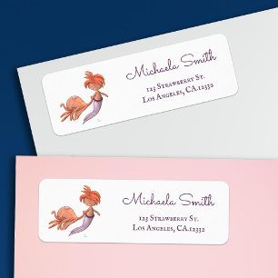 Cute Purple Mermaid and Octopus Return Address
