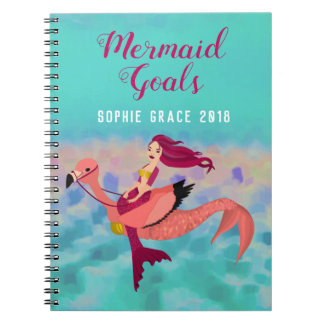 Cute Purple Mermaid and Pink Mermingo Girls School Notebook