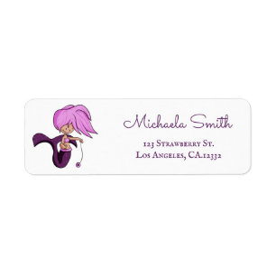 Cute Purple Mermaid Return Address Label