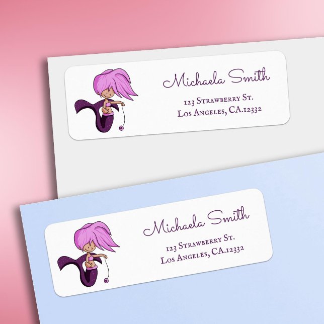 Cute Purple Mermaid Return Address Label (Creator Uploaded)