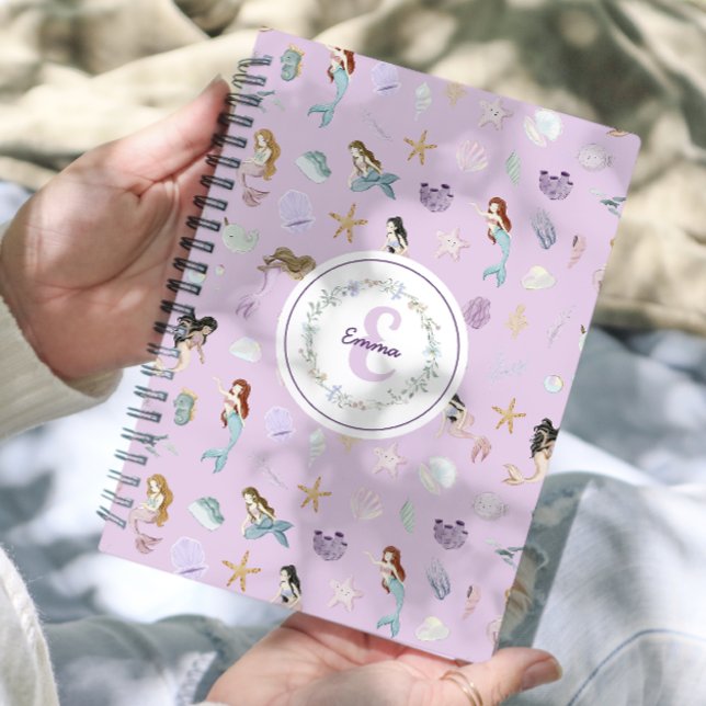 Cute Purple Mermaids Monogram Girls Planner (Creator Uploaded)