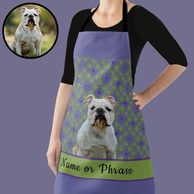 Cute Purple Modern Photo Gift for Puppy Dog Mom Apron (Creator Uploaded)