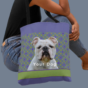 Cute Purple Modern Photo Gift for Puppy Dog Mom Tote Bag