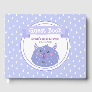 Cute Purple Monster - Lilac Baby Shower Guest Book