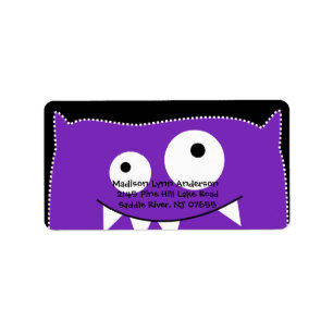 CUTE Purple Monster Return Address Label