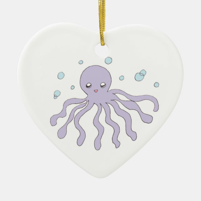 Cute Purple Octopus Ceramic Tree Decoration (Front)