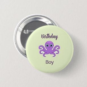 Cute purple octopus green 6 cm round badge