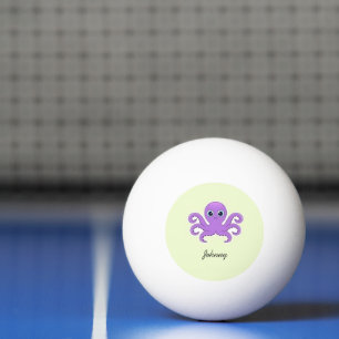 Cute purple octopus green ping pong ball