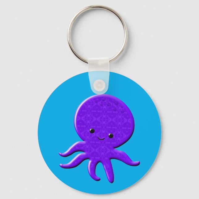 Cute Purple Octopus Key Ring (Front)