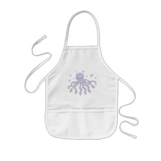 Cute Purple Octopus Kids Apron