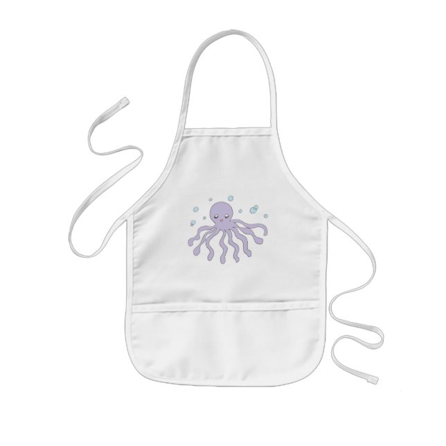 Cute Purple Octopus Kids Apron (Front)