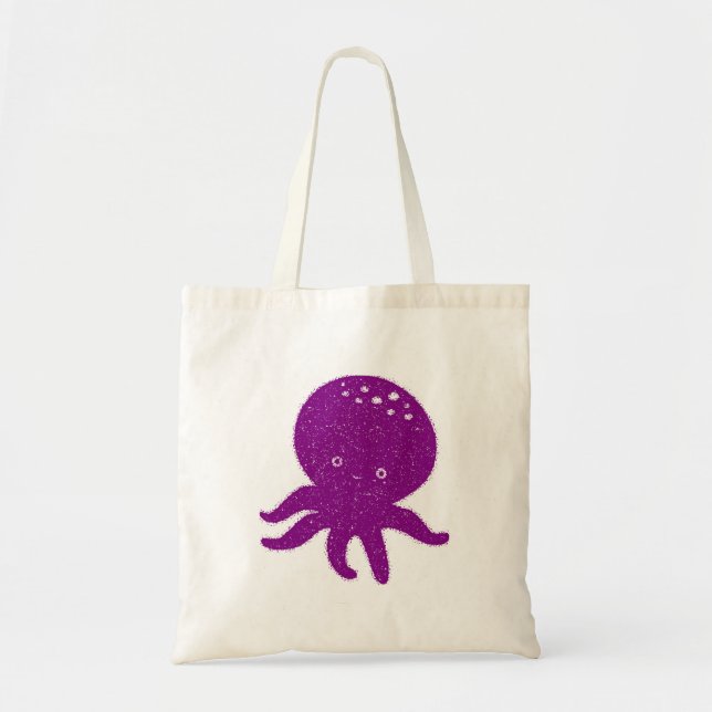 Cute Purple Octopus Old Print Tote Bag (Front)