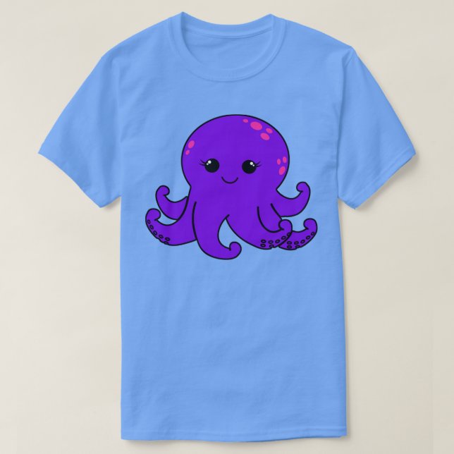 Cute Purple Octopus T-Shirt (Design Front)