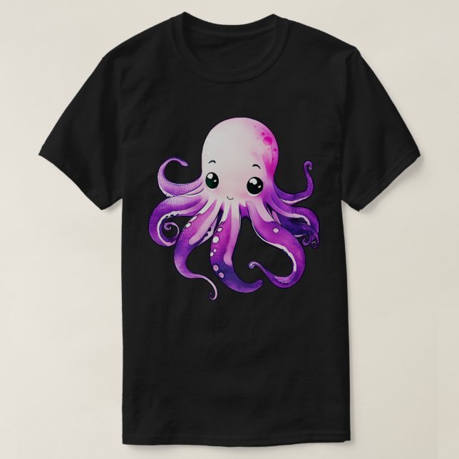 Cute Purple Octopus T-Shirt (Design Front)