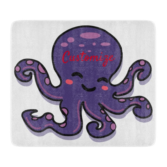 Cute Purple Octopus Thunder_Cove Cutting Board (Front)