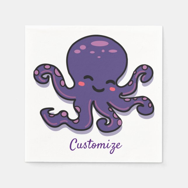 Cute Purple Octopus Thunder_Cove Napkin (Front)