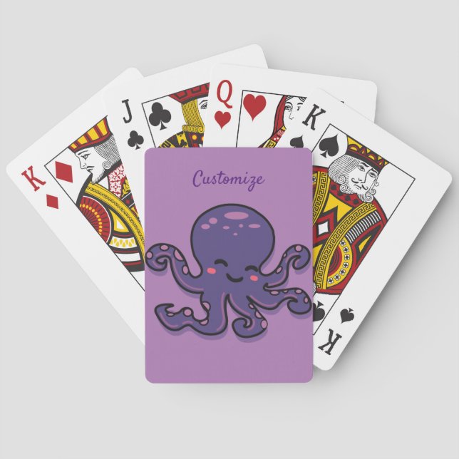 Cute Purple Octopus Thunder_Cove Playing Cards (Back)