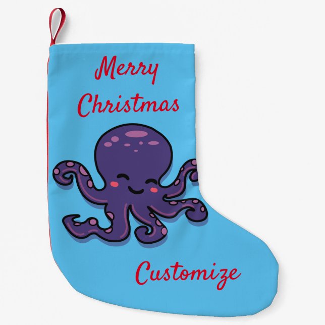 Cute Purple Octopus Thunder_Cove  Small Christmas Stocking (Front)