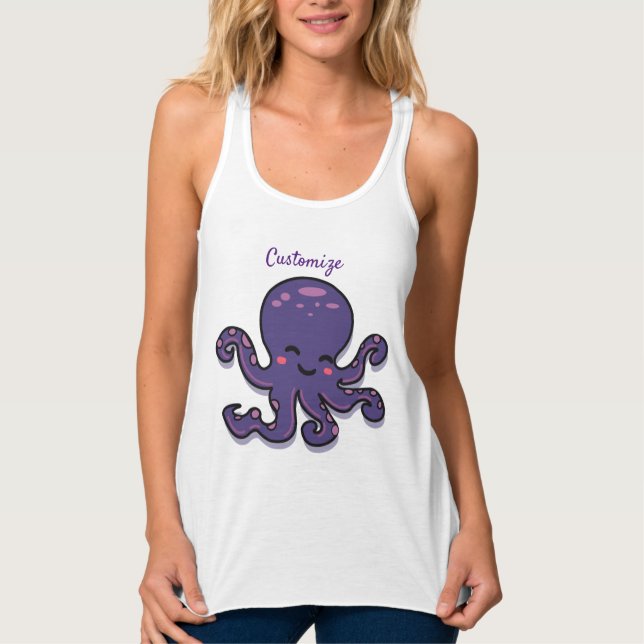 Cute Purple Octopus Thunder_Cove Tank Top (Front)