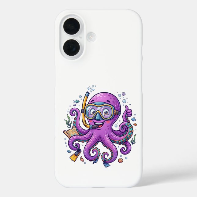 Cute Purple Octopus Treasure Hunter Case-Mate iPhone Case (Back)