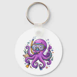 Cute Purple Octopus Treasure Hunter Key Ring