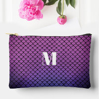 Cute Purple Ombre Gradient Mermaid Scales Monogram