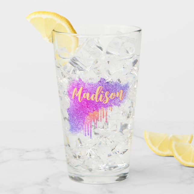 Cute Purple Orange | Custom Name Cocktail Beer Glass (Front Ice)