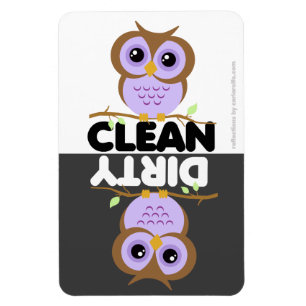 Cute Purple Owl Dishwasher Magnet