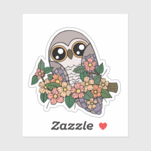 Cute Purple Owl Laptop Sticker