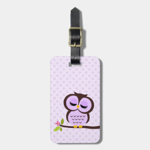 Cute Purple Owl Luggage Tag