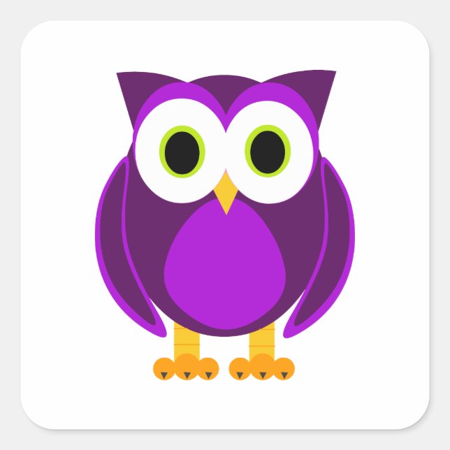 Cute Purple Owl Square Sticker (Front)
