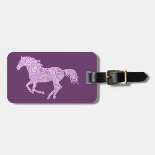 Cute Purple Paisley Horse Luggage Tag