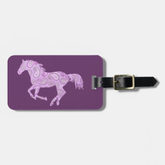 Cute Purple Paisley Horse Luggage Tag