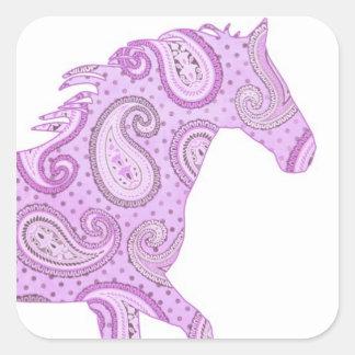 Cute Purple Paisley Horse Square Sticker