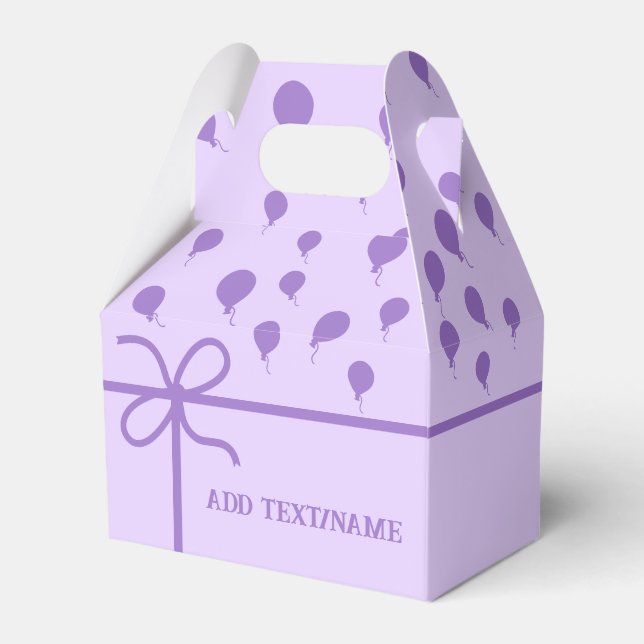 Cute Purple Party Balloons And Ribbons Custom   Favour Box (Front Side)